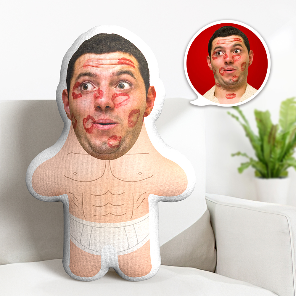 Custom Minime Throw Pillow White Boxer Kisses Funny Pillow Personalized Photo Minime Pillow