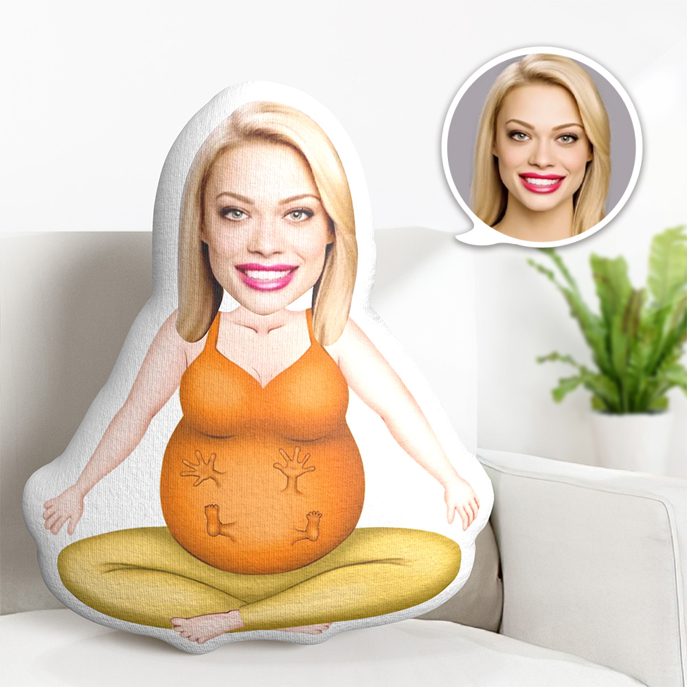 Personalized Mother��s Day Gift �C Custom Pregnancy Bump Face Mini Me Pillow Unique Photo Keepsake for Expecting Moms - MyFaceTshirt