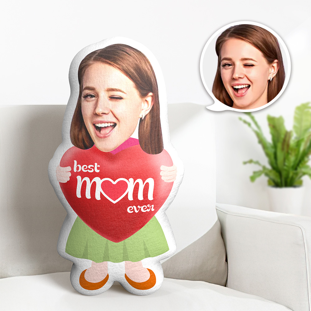 Mother's Day Mini Me Pillow �C Custom "Best Mom Ever" Throw Pillow with Face Photo Funny & Heartwarming Gift Idea - MyFaceTshirt