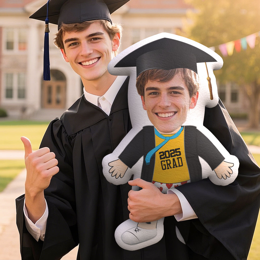 Custom Minime Throw Pillow Graduation Ready to Vacation Red Heart Brief Grad Pillow Personalized Photo Minime Pillow for Graduated Students - MyFaceTshirt