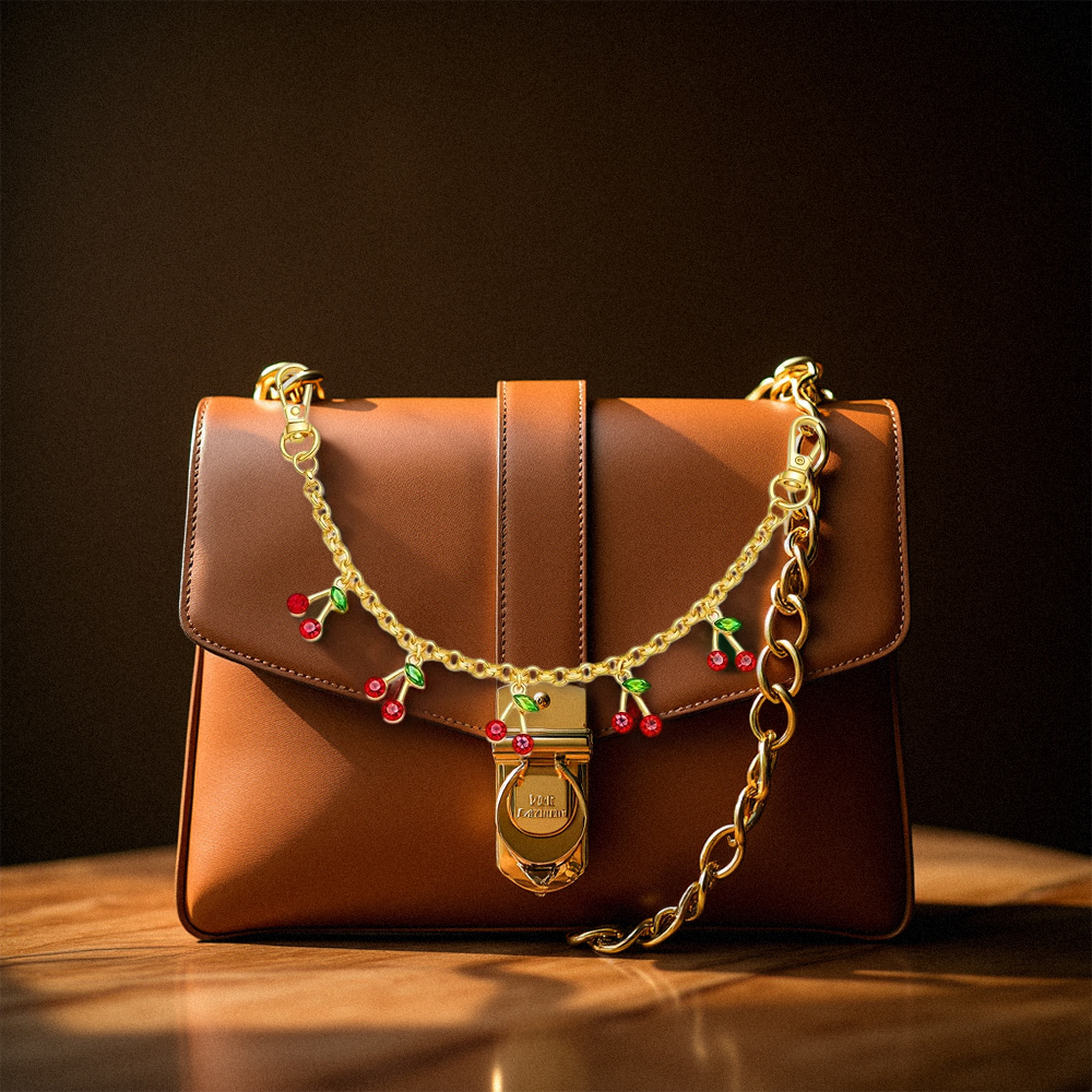 Cherry Gold Bag Charm For Women Double Buckle Key Pendant Trendy Gold Bag Charm Keychain Accessories Car Key Chain Purse Charms Fashion Jewelry - MyFaceTshirt