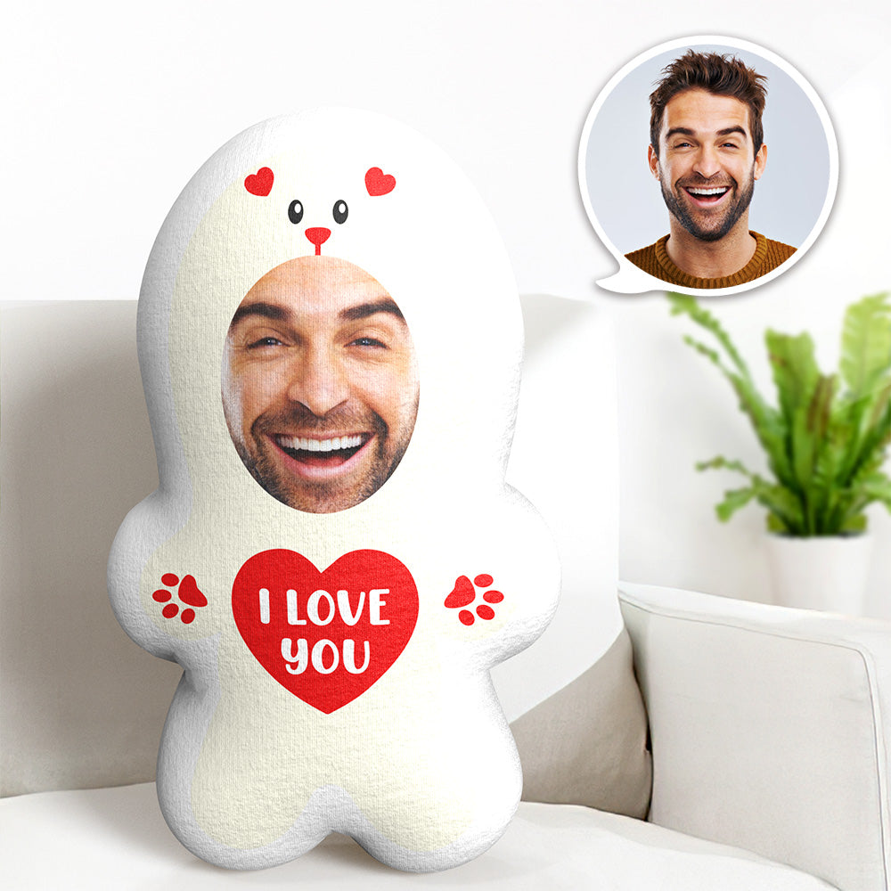 Custom Face Pillow I Love You Teddy Bear Body Pillow Photo MiniMe Pillow Funny Gifts Best Gifts - MyFaceTshirt
