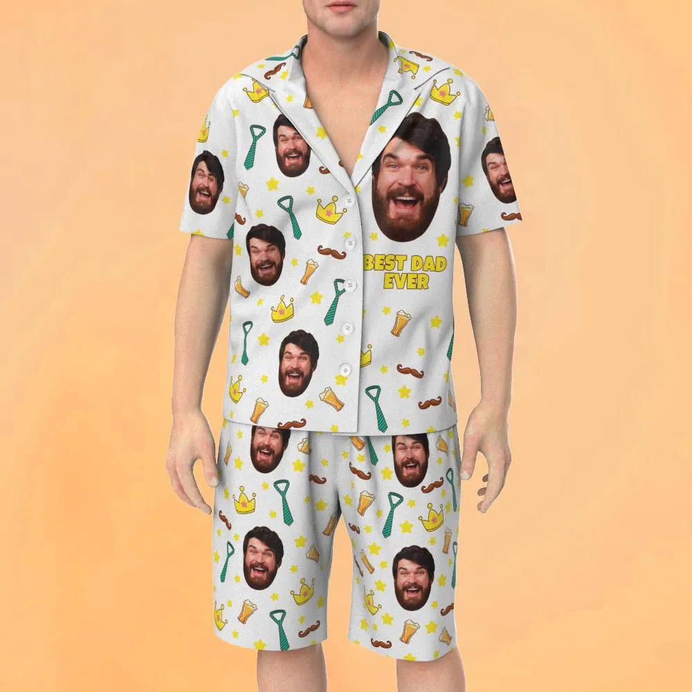 Custom Face Short Sleeve Personalized Pajamas Father's Day Gift for Dad - MyFaceTshirt