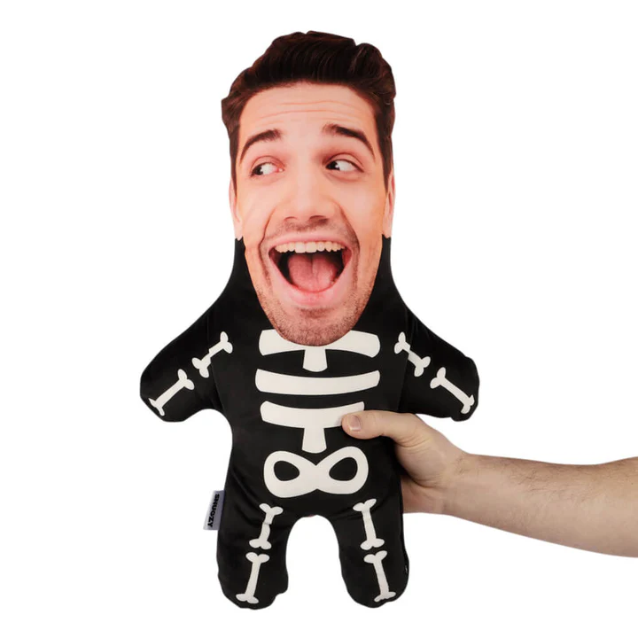 Halloween Skeleton Minime Throw Pillow Custom Face Teddy Personalized Photo Minime Pillow Gift for Him - MyFaceTshirt