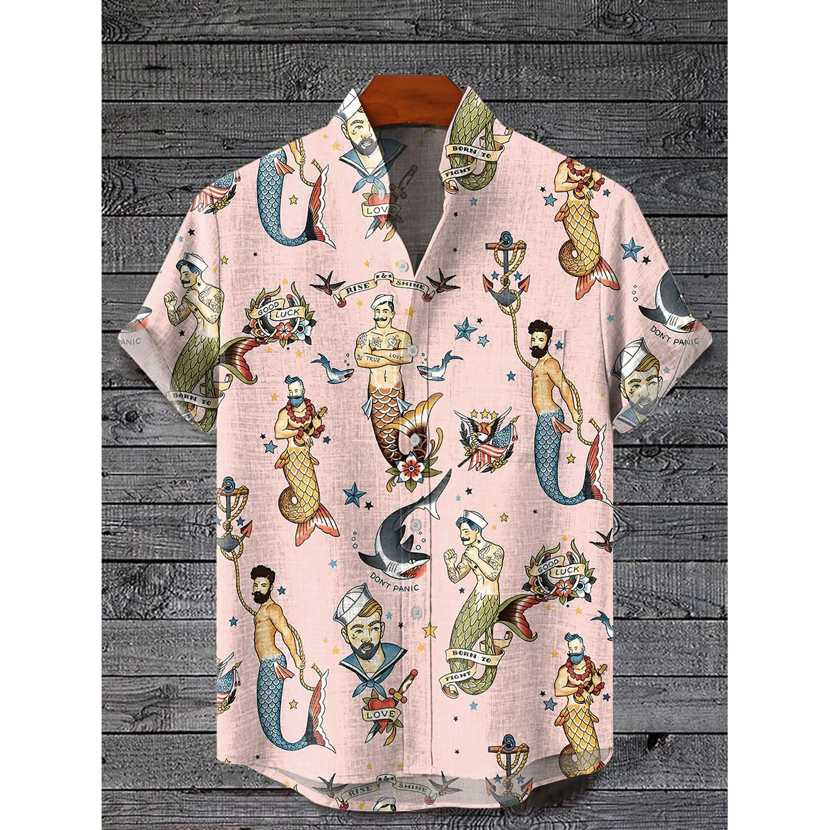 Men's Pink Mermaid Shirt Pride Month From Size S to 5XL with Comfortable Butterfly Mesh Fabric Material For LGBTQ