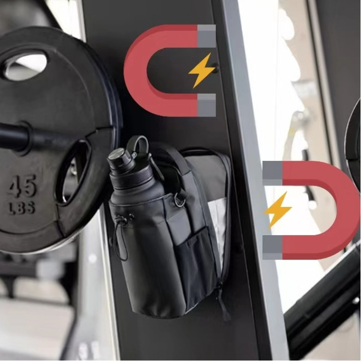 Magnetic Gym Water Bottle Holder Portable Large-Capacity Storage Bag for Bottle & Gear, Strong Magnet, Fitness Accessories Organizer