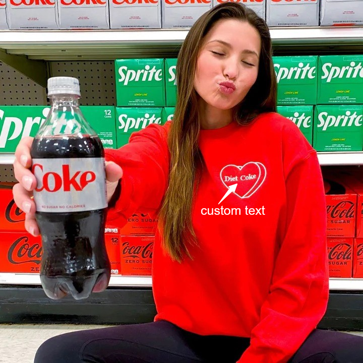 Custom Name 'Diet Coke Candy Heart' Crewneck Sweatshirt
