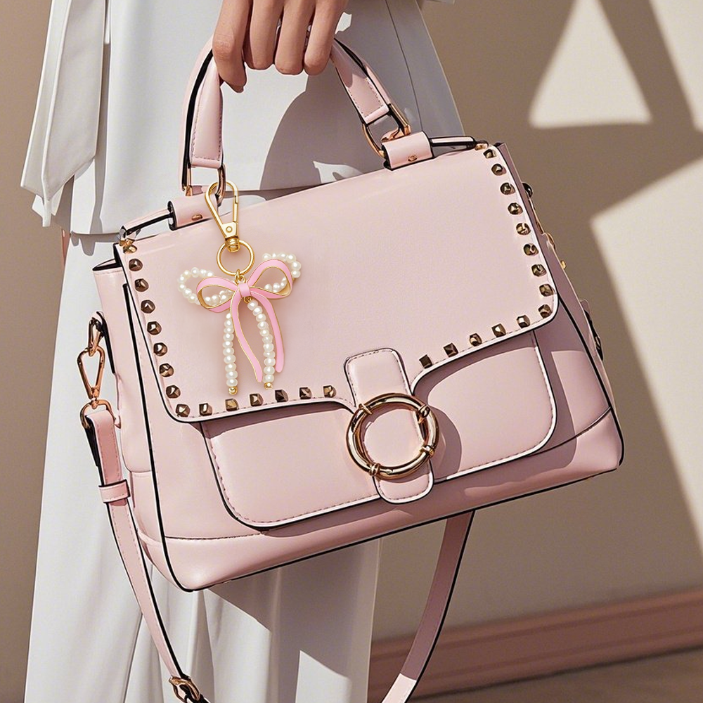 Bag Charm for Women with Bow Colorful Heart Handbag Key Pendant Fashion Keychain Jewelry Gift - MyFaceTshirt