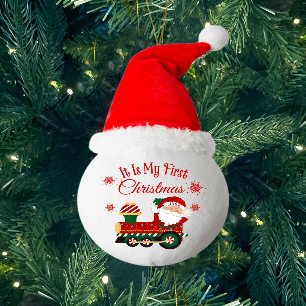 First Christmas Train - Personalised Fabric Christmas Decoration - MyFaceTshirt