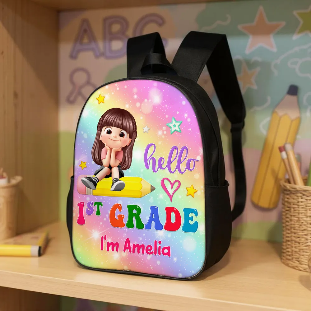 Custom Backpack for Kids | Whimsical Pencil Ride Design, Perfect Back to School Gift