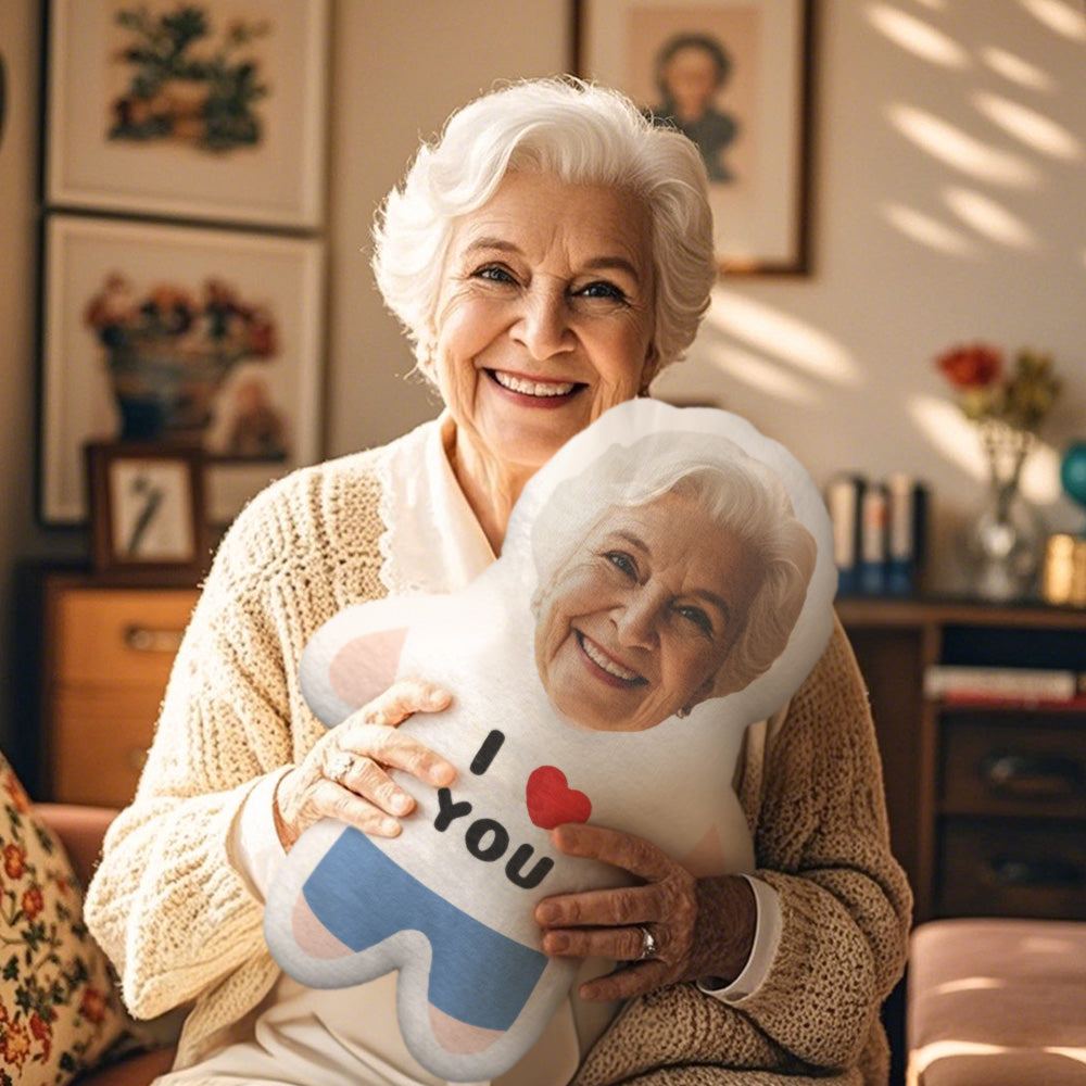 I LOVE YOU Minime Throw Pillow Custom Face Pillow Personalized Photo Pillow Gift for Grandma - MyFaceTshirt