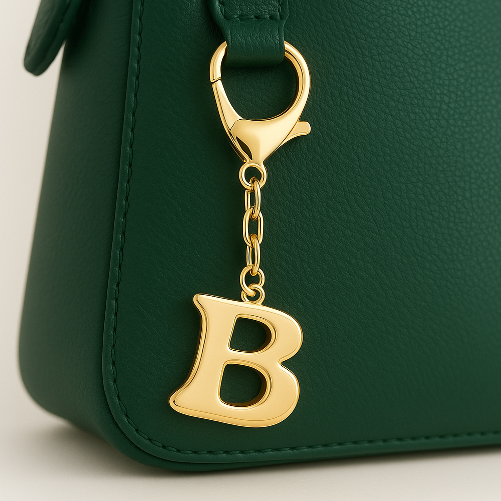 Bubble Letter Monogram Bag Charm - Gold Personalized Purse Jewelry for Women | Custom Initial Gift for Birthdays, Mother's Day - MyFaceTshirt