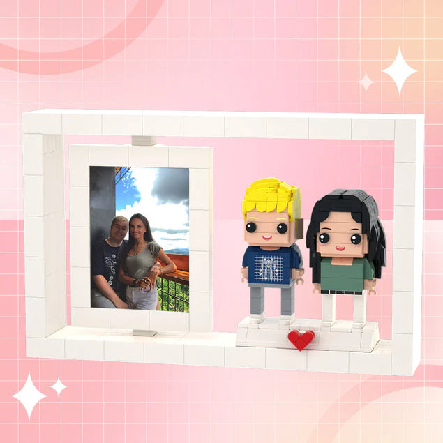 Full Body Customizable 2 People Photo Frame Custom Brick Figures Small Particle Block Brick Me Figures