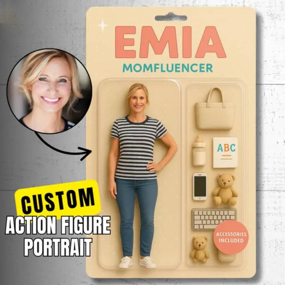 3D Effect Action Figure Pack Packaging Toy Box Style Art Gift Personalized Acrylic Car Hanger Gift for Mother - MyFaceTshirt