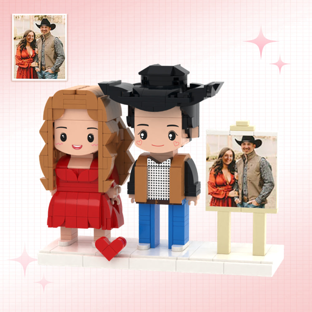 Full Body Customizable 2 People Photo Frame Custom Cute Brick Figures Small Particle Block Gifts for Her