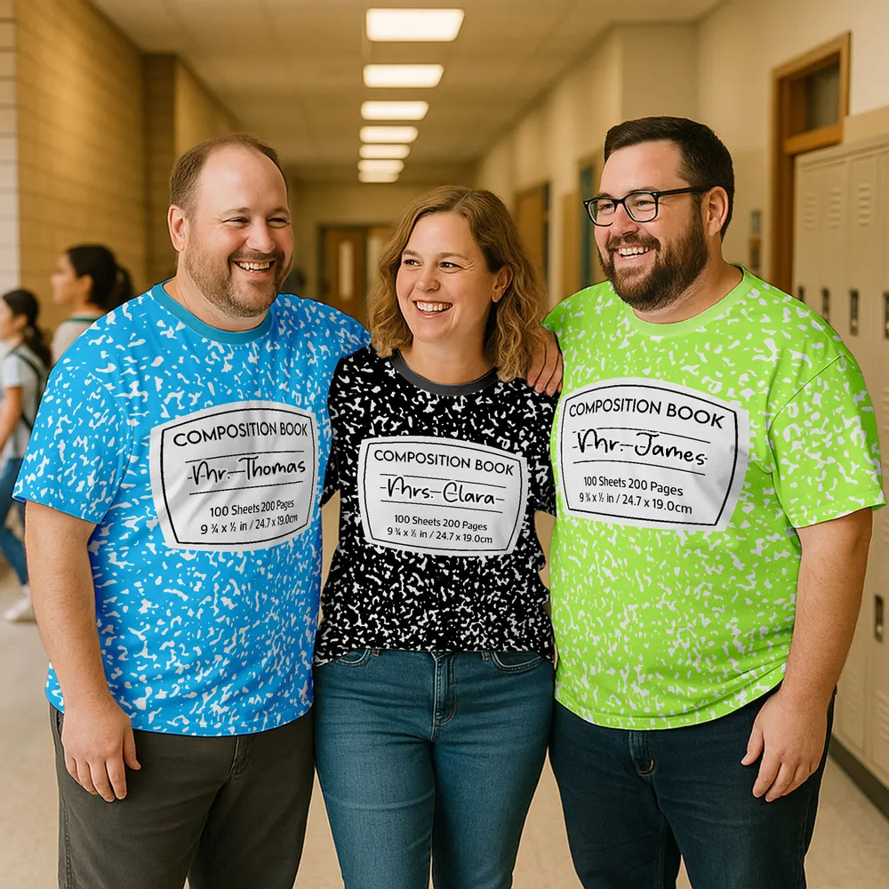 Notebook Theme Composition Book Personalized Group Matching Shirt, Halloween Costume For Teachers