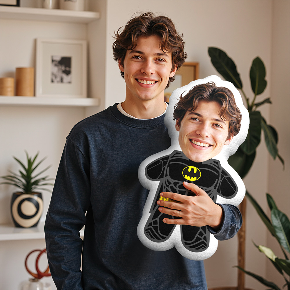 Custom Face Pillow Batman Minime Throw Pillow Custom Face Gifts Personalised Photo Minime Pillow - MyFaceTshirt