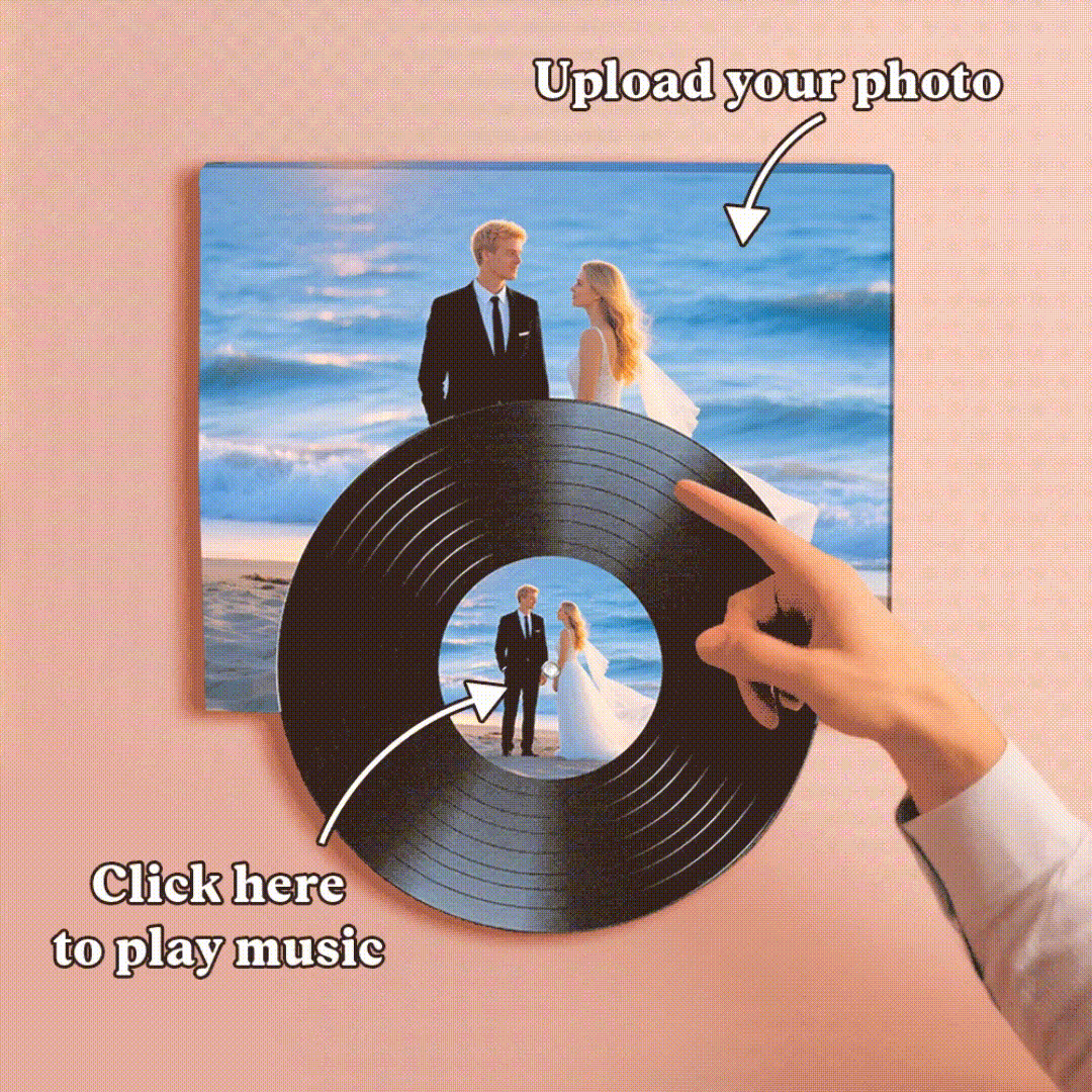 Personalized Vinyl Record Wall Art with Photo & Song 鈥?Romantic Gift for Couples, Just Click to Play Your Love