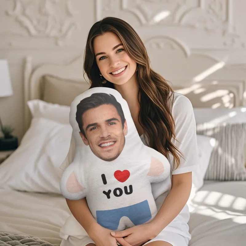 I LOVE YOU Minime Throw Pillow Custom Face Gifts Personalized Photo Minime Pillow