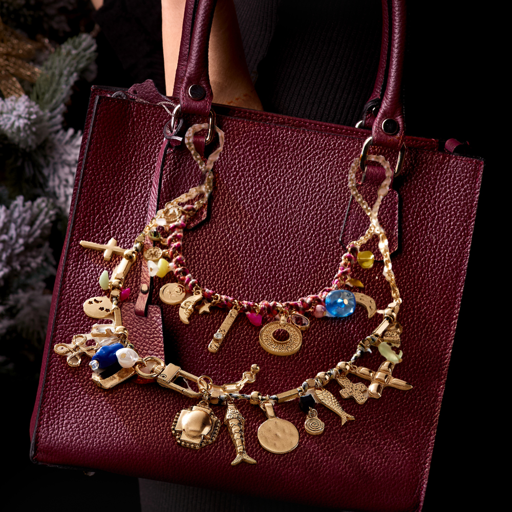 Boho Bag Charm-Chic Jewelry with Gemstone Pendants | Handcrafted Layered Necklace for Women, Birthday Gift & Festival Accessory