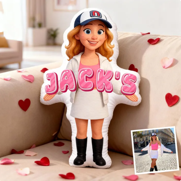 Personalized Photo to Cartoon Pillow, Custom Photo Couple Portrait Cushion, Valentine's Day For Couple, Wedding Anniversary Gift for Him Her