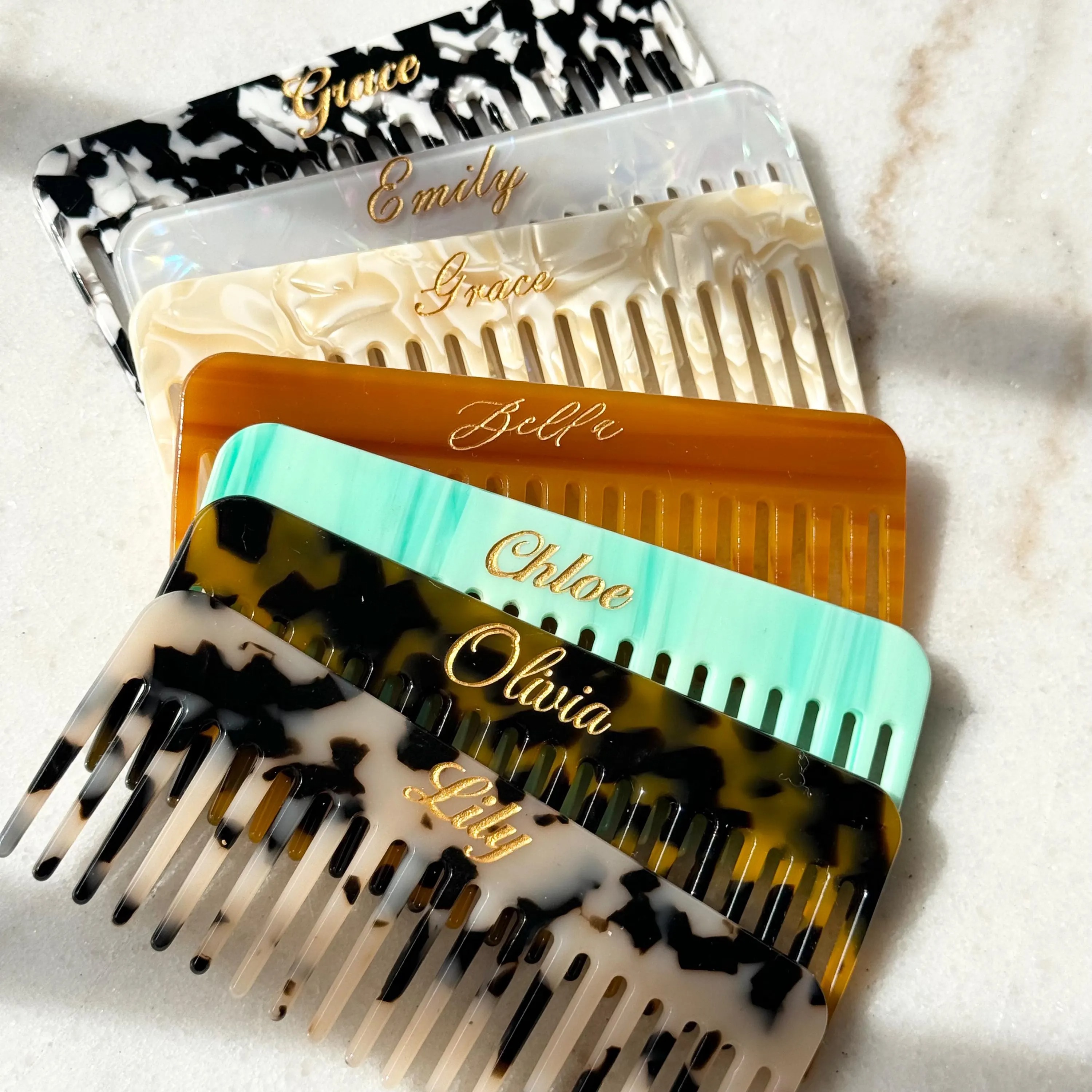 Personalized Wide-Tooth Comb, Custom Engraved Comb, Bridesmaid Gift, Wedding Favor, Purse Comb