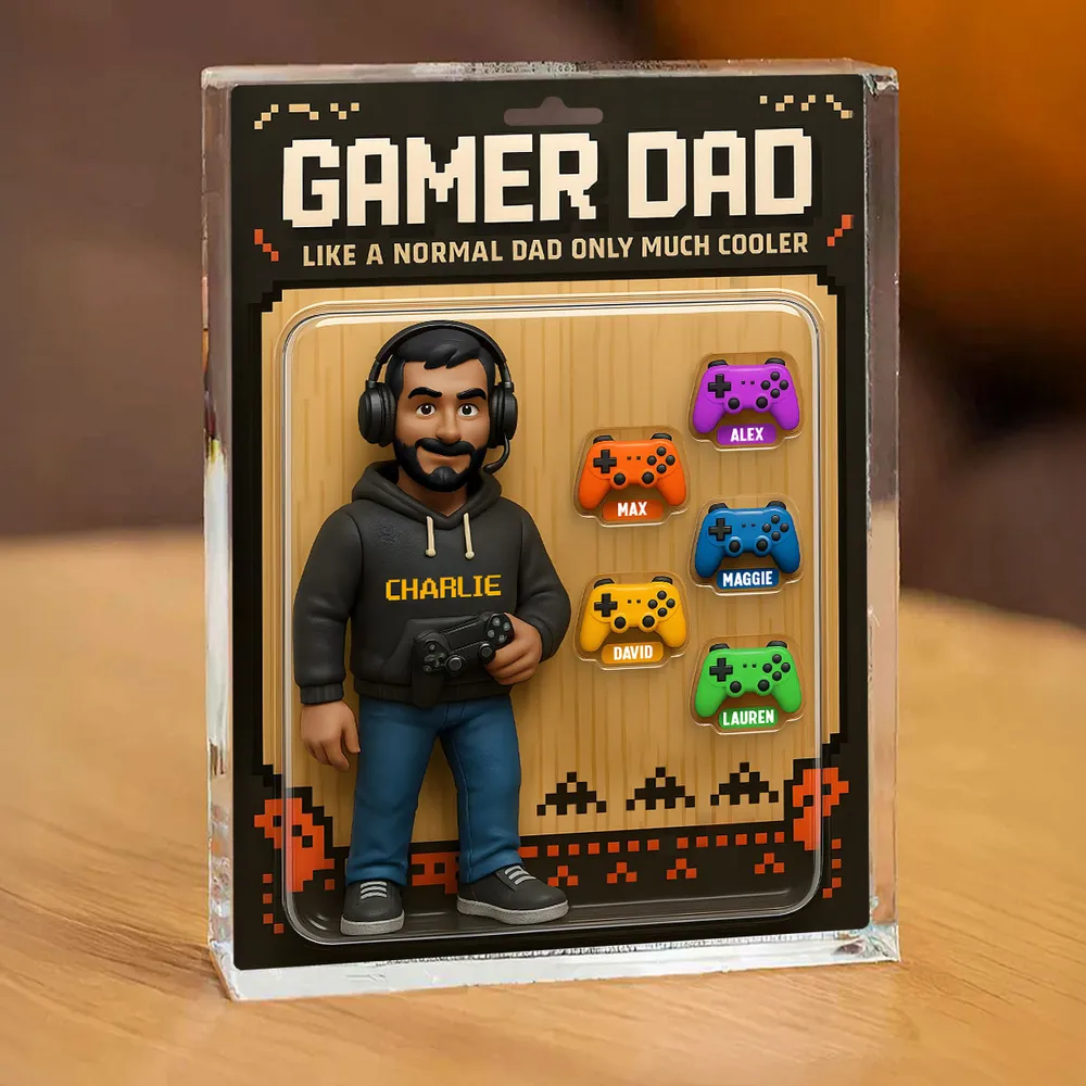 Gamer Dad Cooler Custom Action Figure Personalized Acrylic Block Plaque, Father's Day Gift for Gamer Dad, Gift for Husband