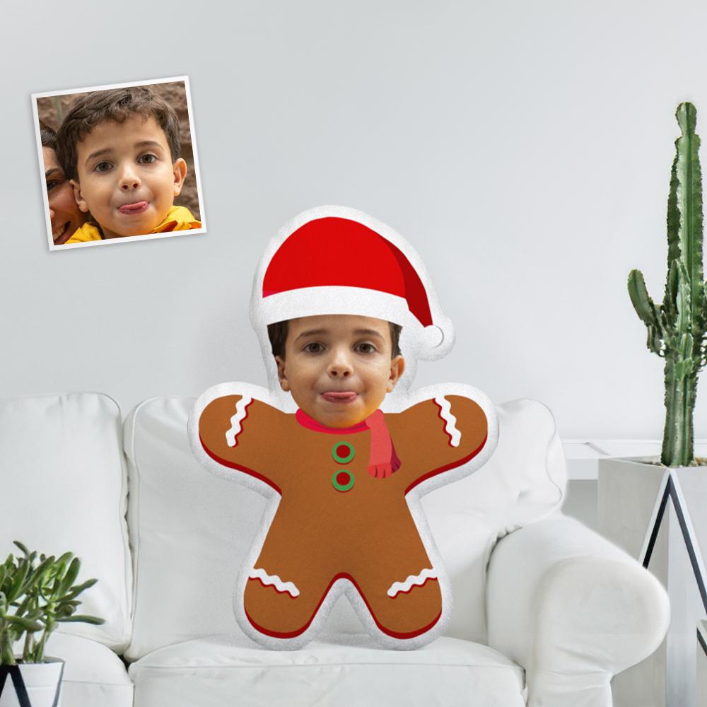 Face Dolls Personalized Photo My face on Pillows Custom Minime Toys Unique Personalized Gingerbread Man With Christmas Hat Throw Pillow - MyFaceTshirt