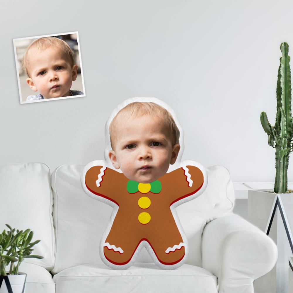 Custom Face Photo Minime Doll Unique Personalized Cute Gingerbread Man Throw Pillow The Most Funny Gift - MyFaceTshirt
