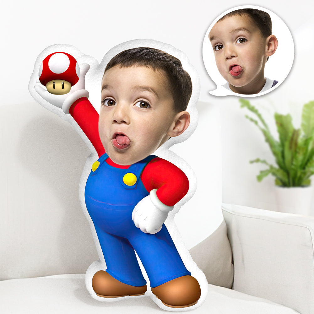 Mario Pillow Gifts Personalized Face Minime Doll Custom Photo Pillow Gifts - MyFaceTshirt