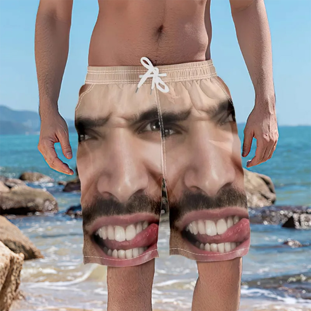 Custom Face Photo Men's Swim Trunks