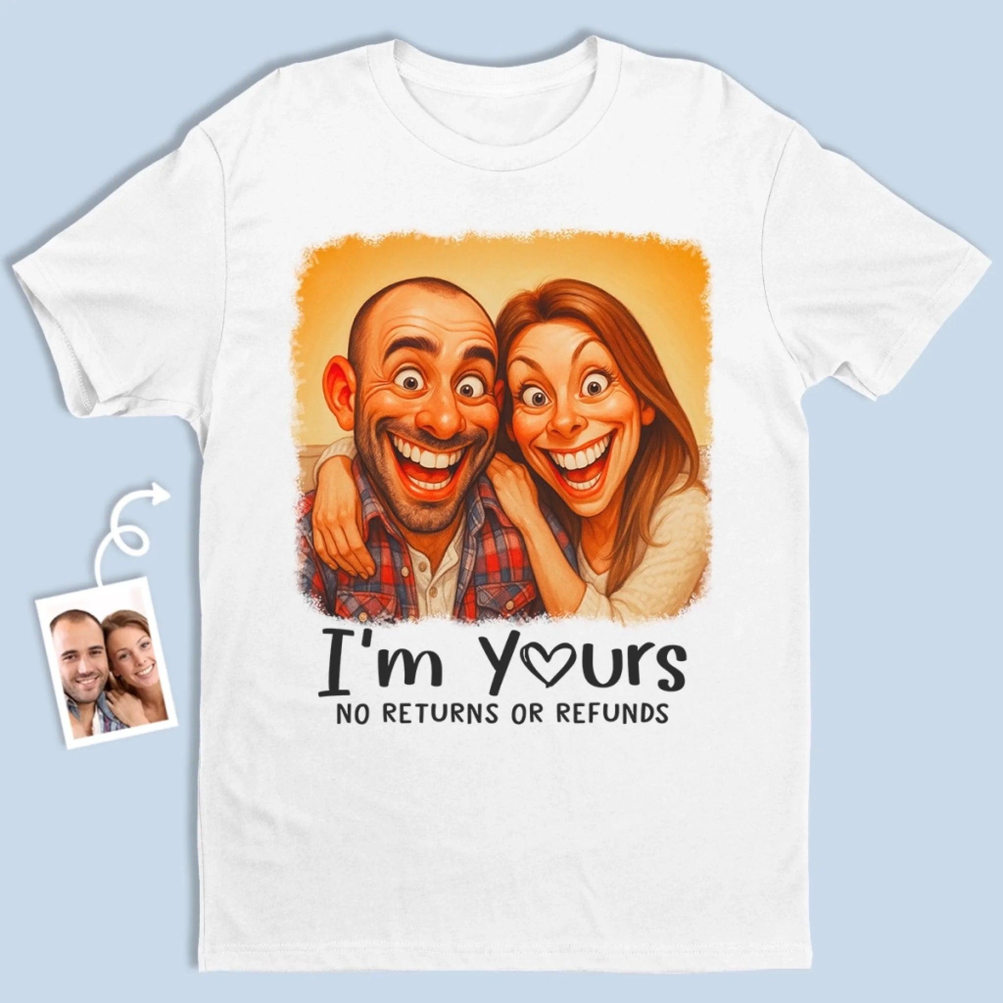 Custom Photo Funny Caricature Unisex T-shirt, Premium T-shirt, Hoodie - Personalized Anniversary Wedding Gifts For Husband And Wife, Him And Her - No Givebacks, Just Give Love