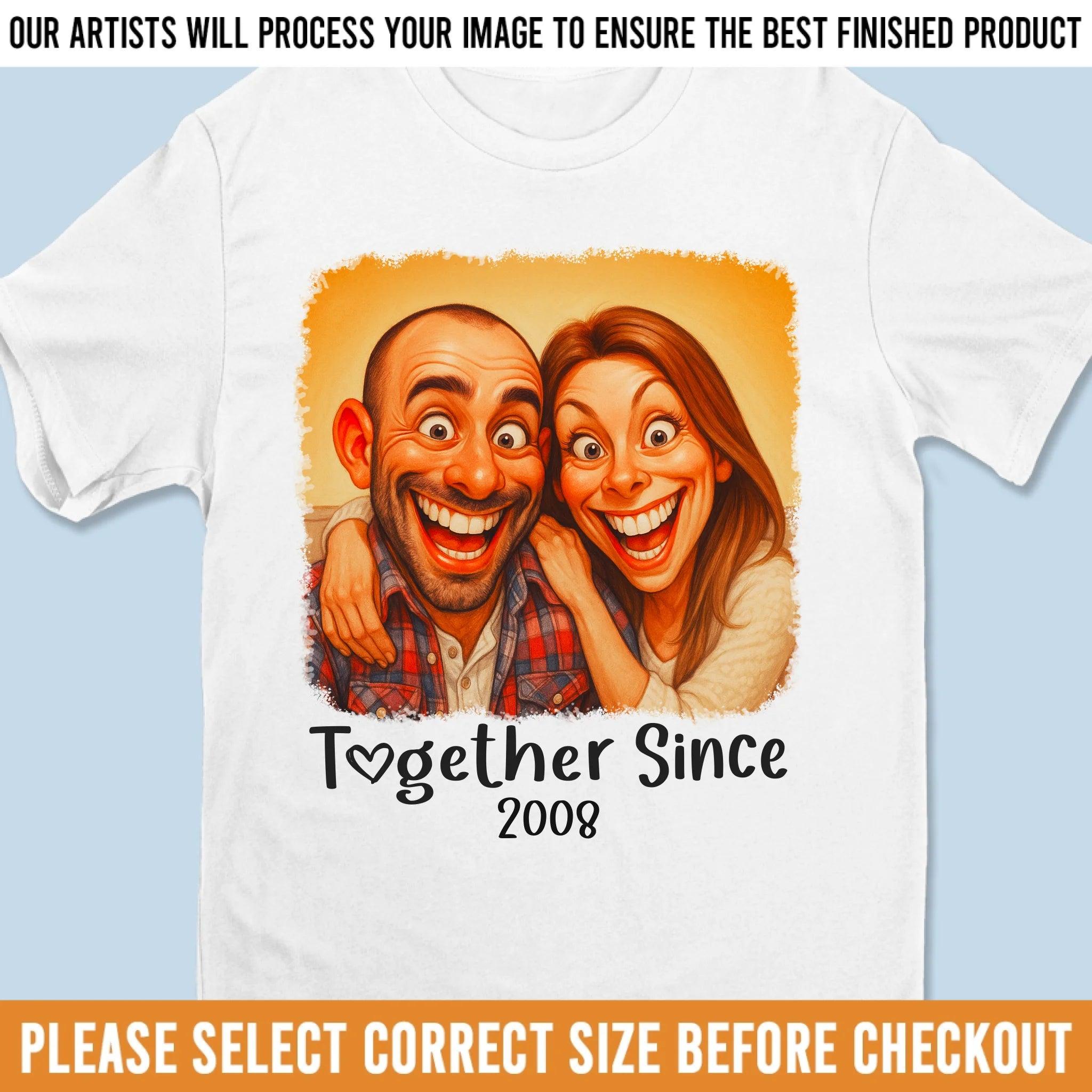 Custom Photo Funny Caricature Unisex T-shirt, Premium T-shirt, Hoodie - Personalized Anniversary Wedding Gifts For Husband And Wife, Him And Her - No Givebacks, Just Give Love