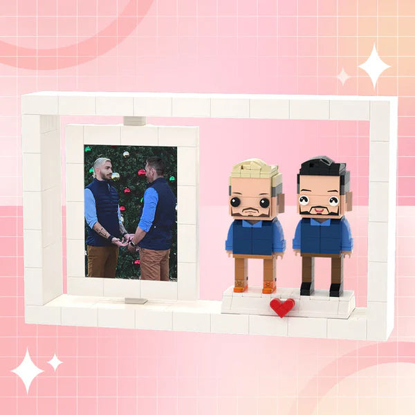 Full Body Customizable 2 People Photo Frame Best Friends Custom Brick Figures Small Particle Block Brick Me Figures