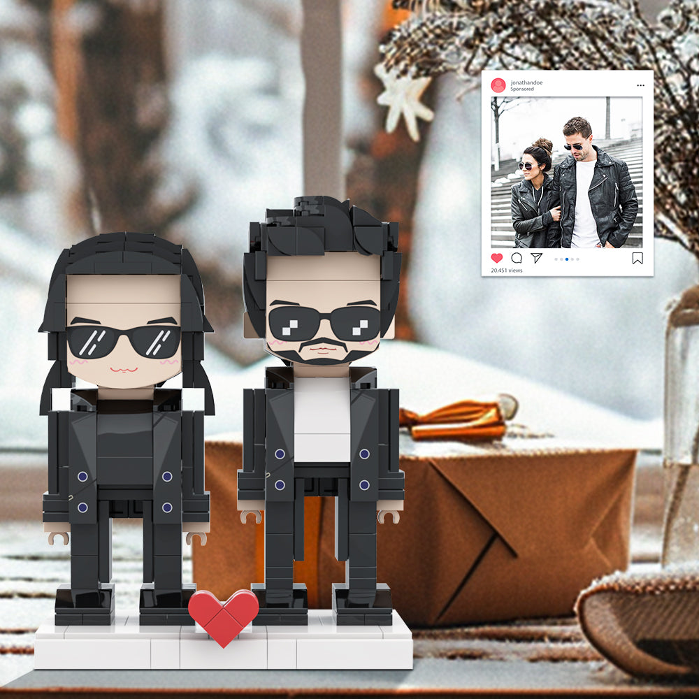 Customizable Fully Body 2 People Custom Brick Figures Persanalized Cute Face Brick Figures Gifts for Her