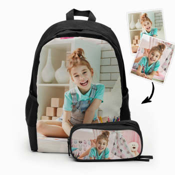 Back To School Custom Photo Backpack And Pencil Case Set - MyFaceTshirt
