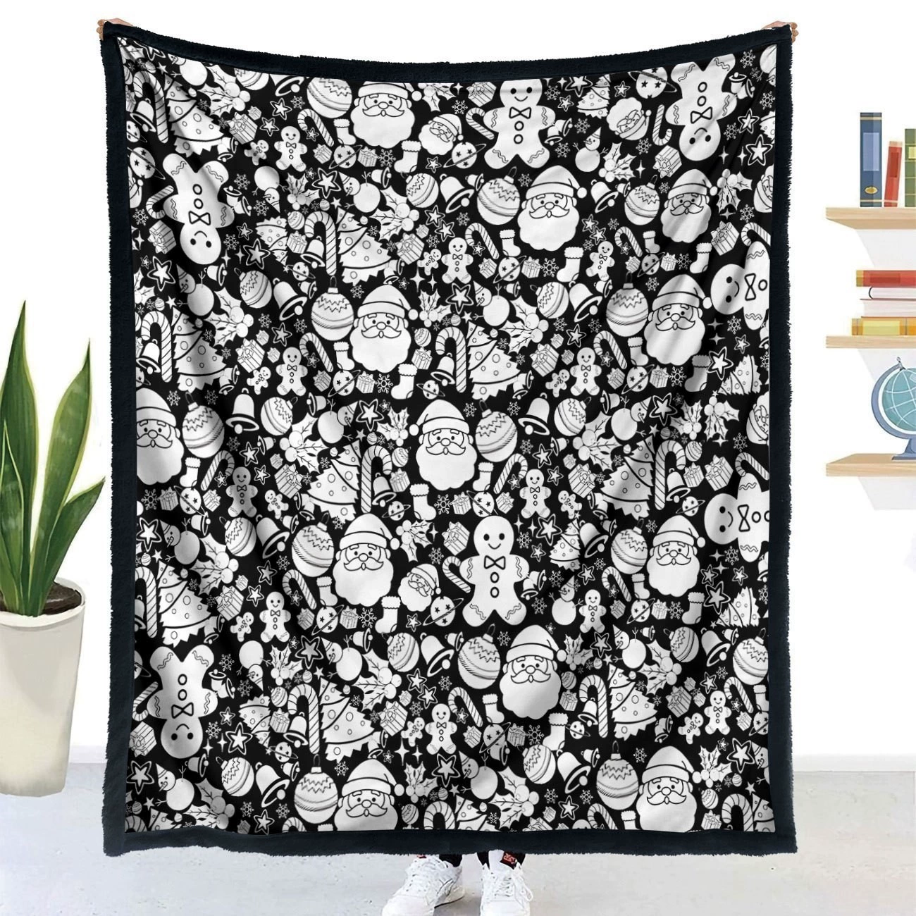 DIY Christmas Drawing Blanket Doodle Your Own Xmas Blanket, Customizable Washable Paint Play Blanket for Adults, Kids - MyFaceTshirt