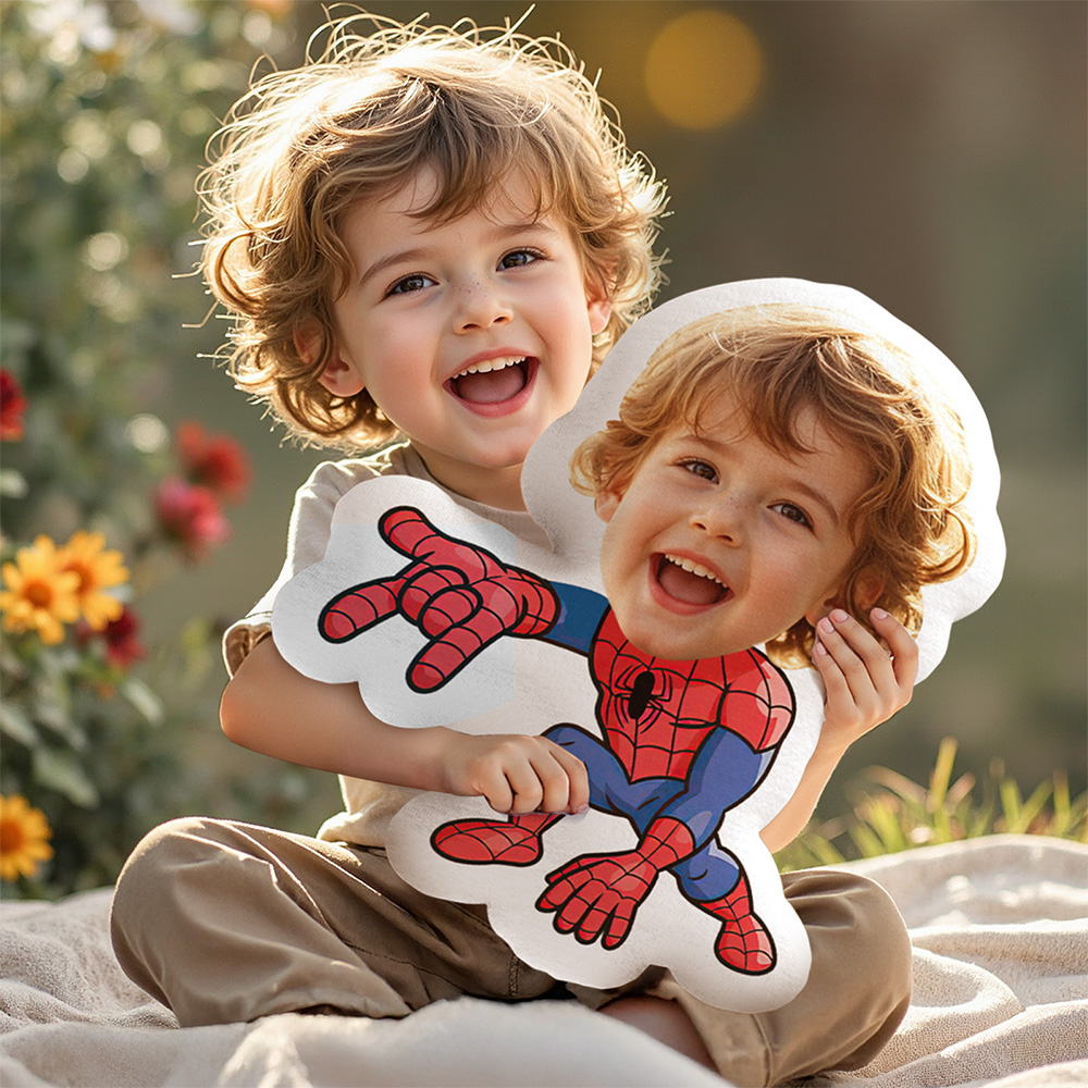 Custom Face Minime Pillow Personalized Spider-Man MiniMe Photo Pillow - MyFaceTshirt