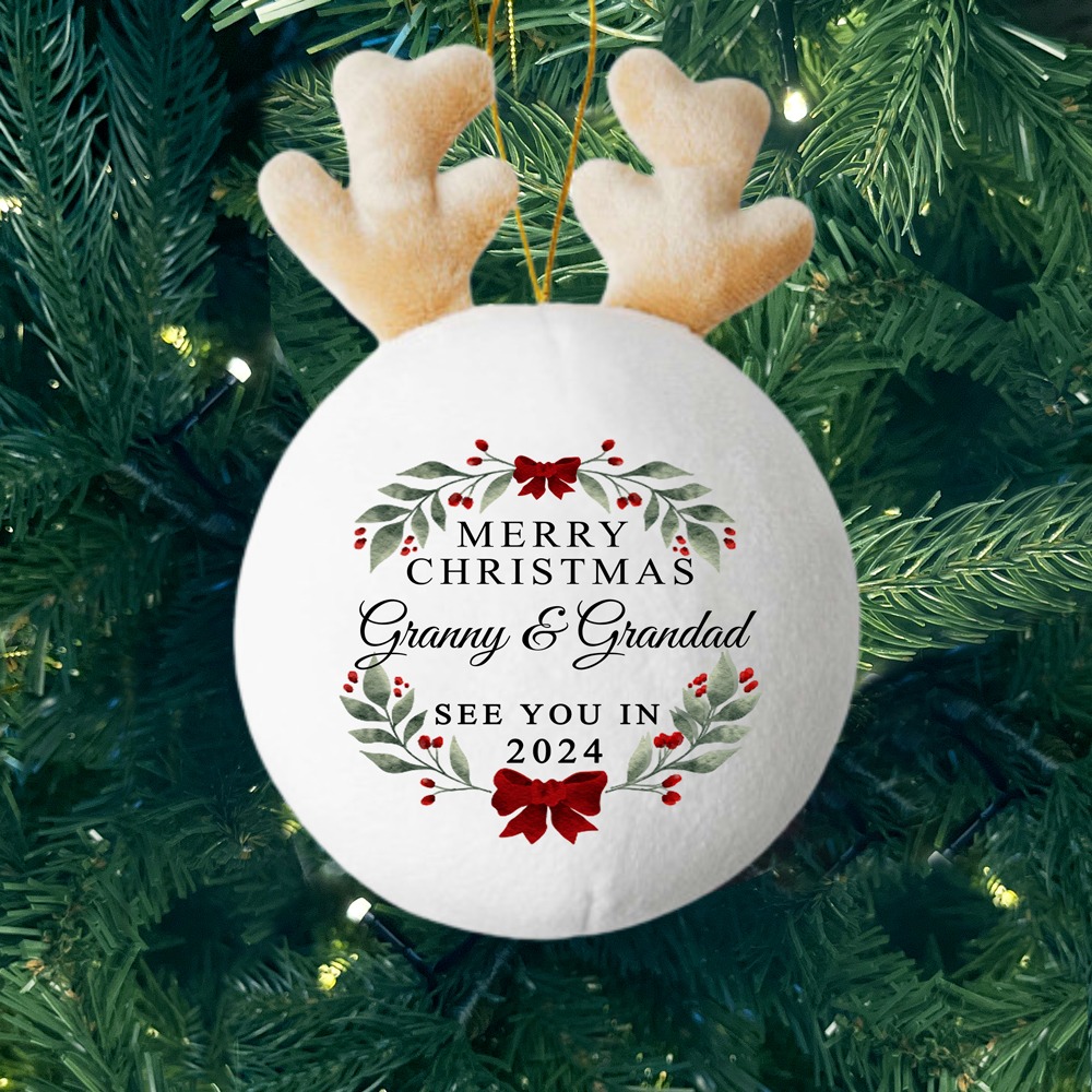 Announcing Grandparents Arrival - Personalised Fabric Christmas Ornament - MyFaceTshirt