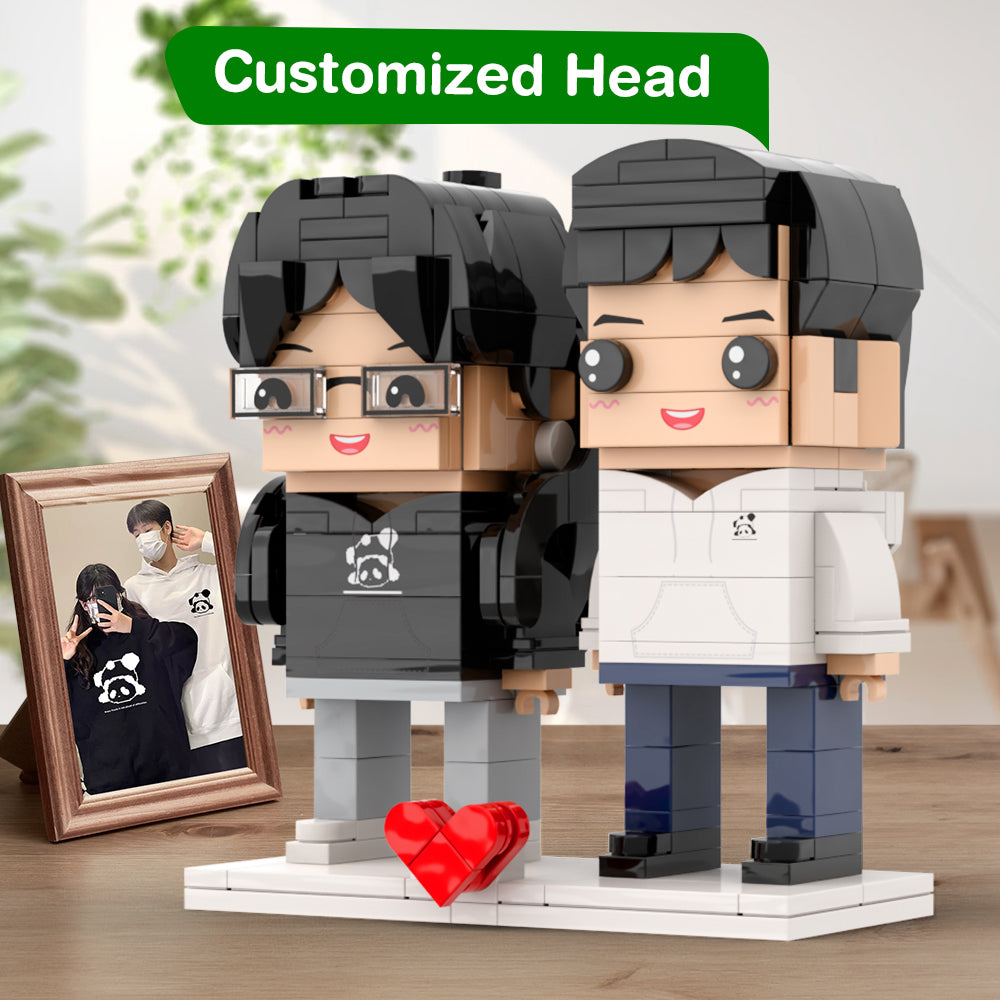 Cute Panda Valentine's Day Couple Matching Shirt Gift Brick Figures Personalized Couples Brick Figures Small Particle Block Gift For Lovers