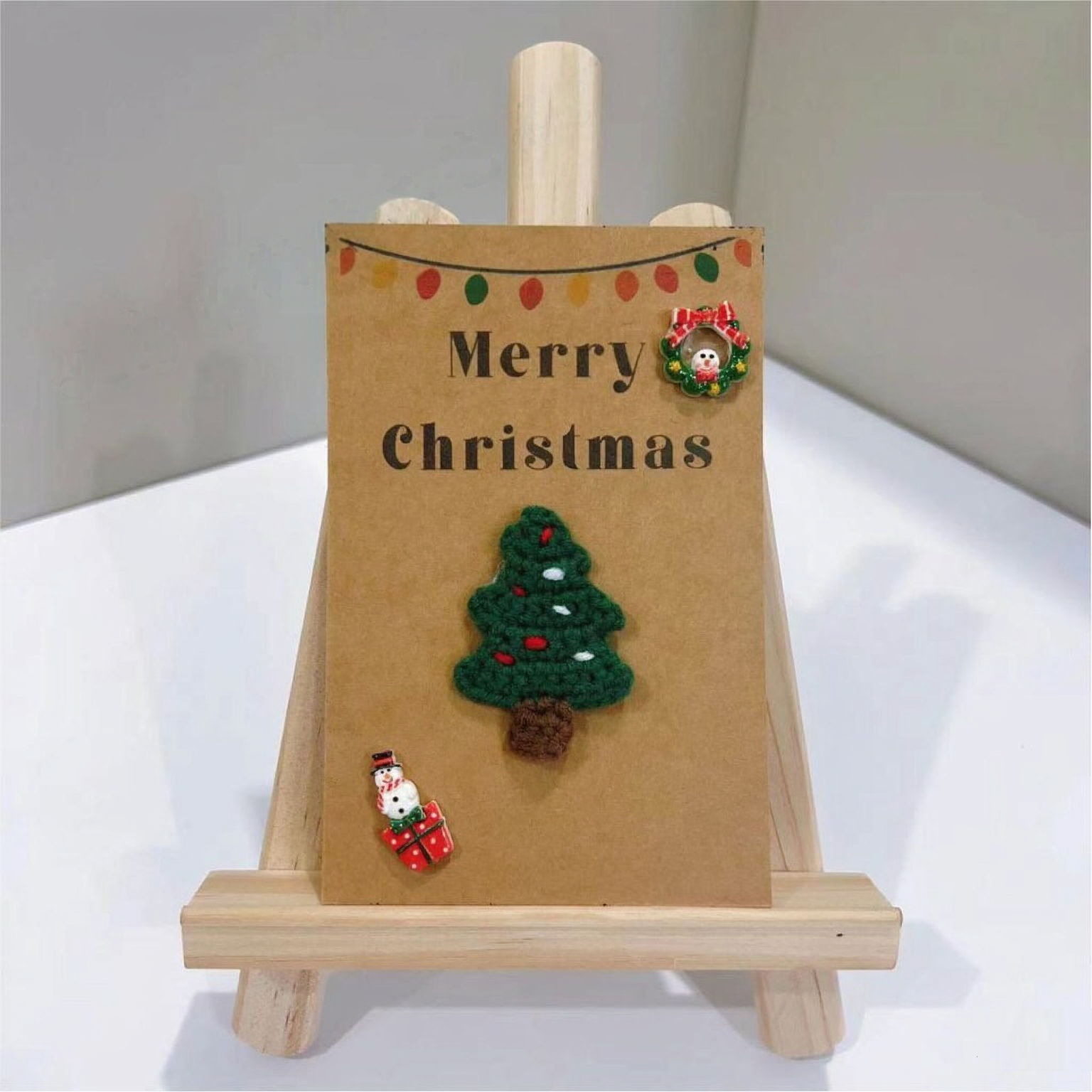 Handmade Crochet Flower Greeting Card Merry Christmas 3D Knitted Floral Card, Romantic Gift for Her