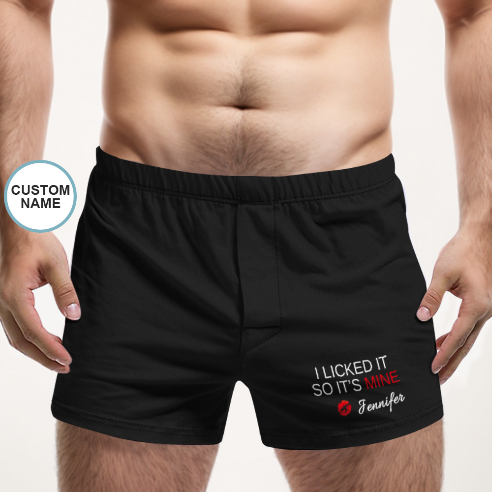 Custom Name Multicolor Boxer Shorts I LICKED IT Personalized Photo Underwear Gift for Him