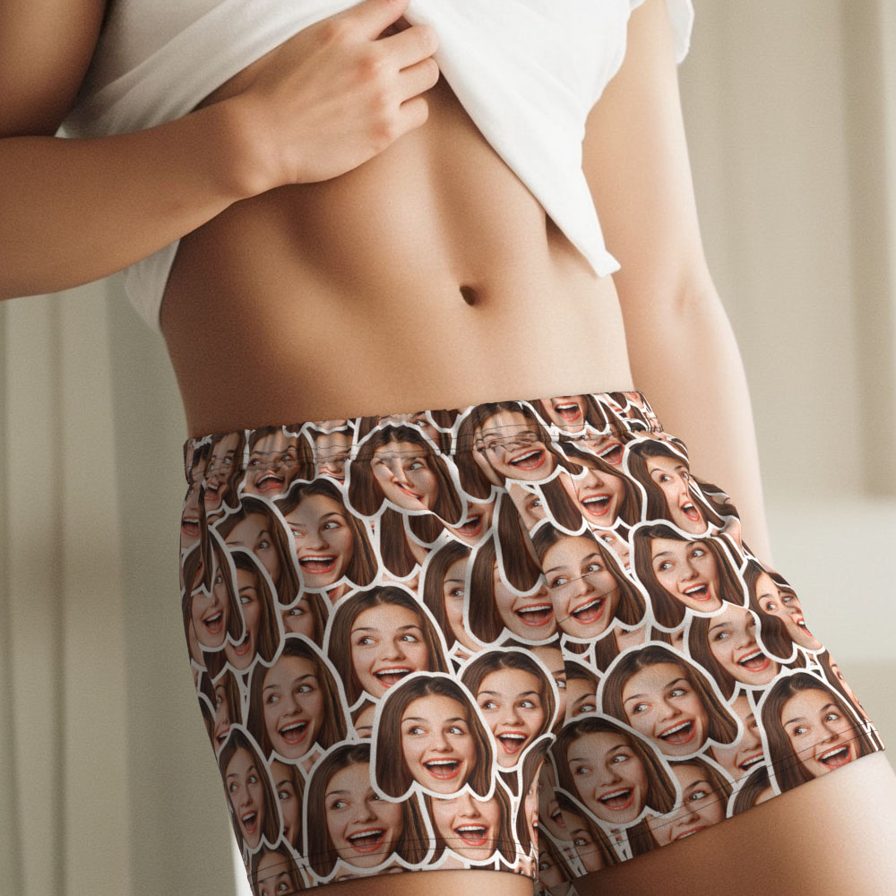 Custom Face Mash Multicolor Boxer Shorts Personalized Photo Underwear Gift for Him