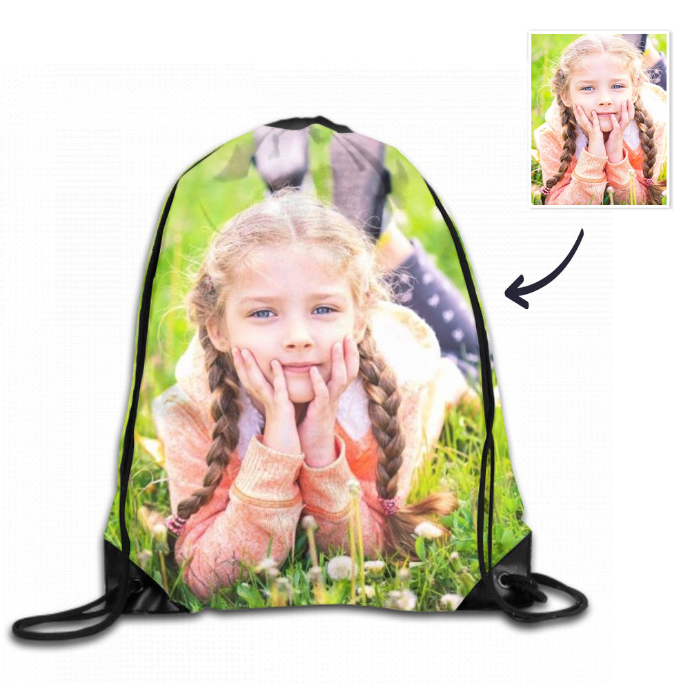 Photo Drawstring Bag Drawstring Backpack - MyFaceTshirt