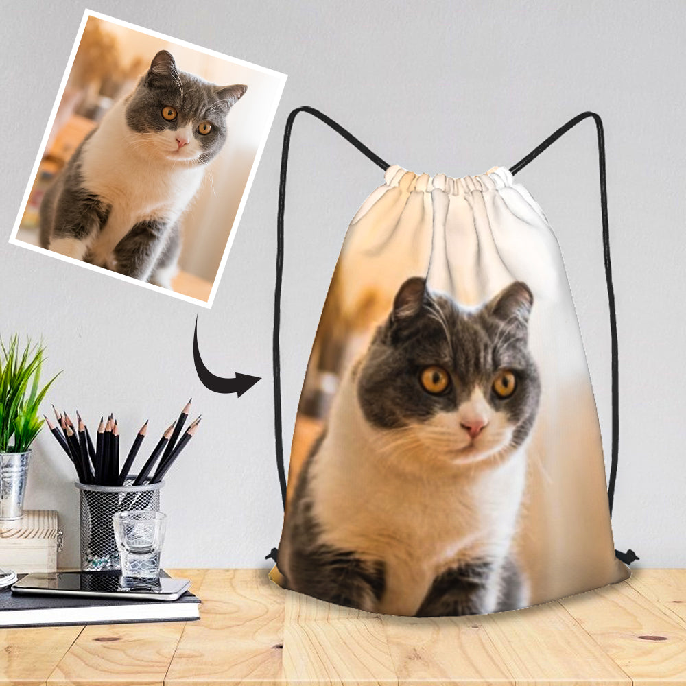 Back To School Gifts Customized Drawstring Sportpack with Photo Pet Bag For Supplies Git for Pet Lover - MyFaceTshirt