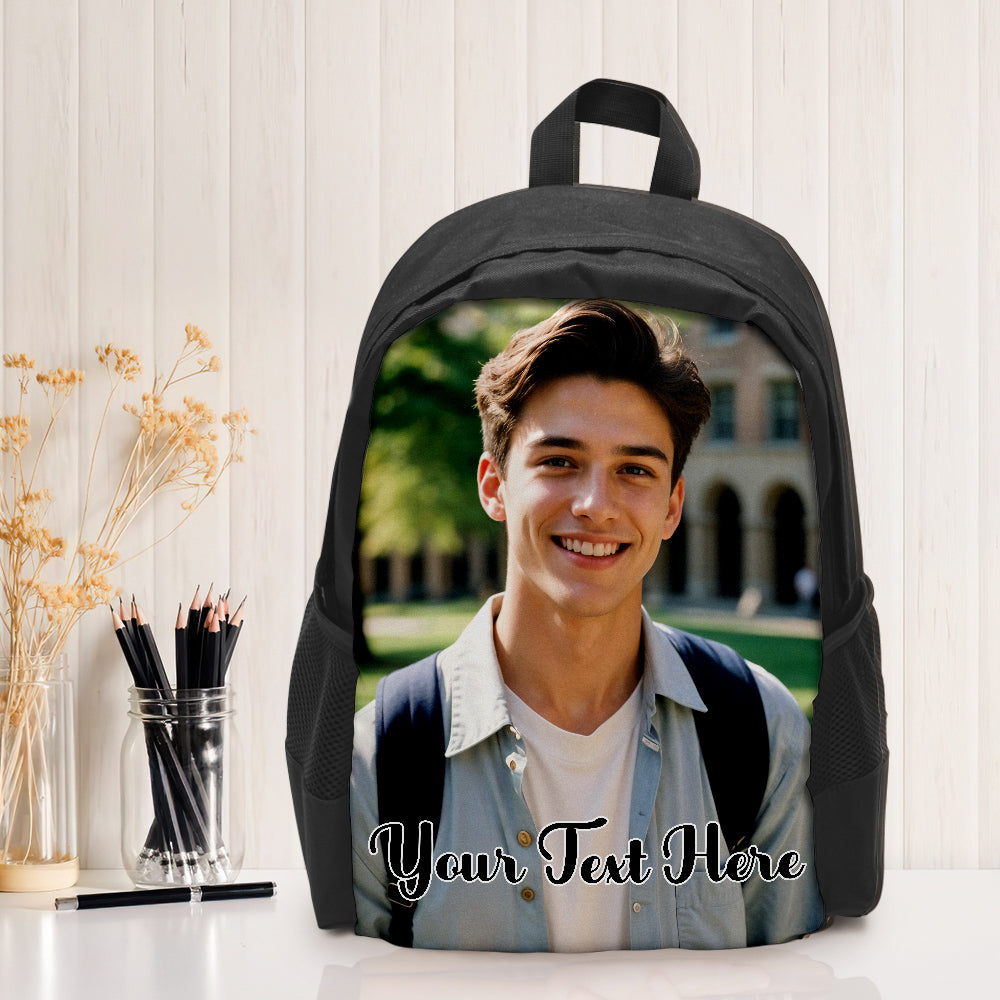 Custom Photo School Backpack, Back To School Gifts, Personalized Photo Text Backpack - MyFaceTshirt