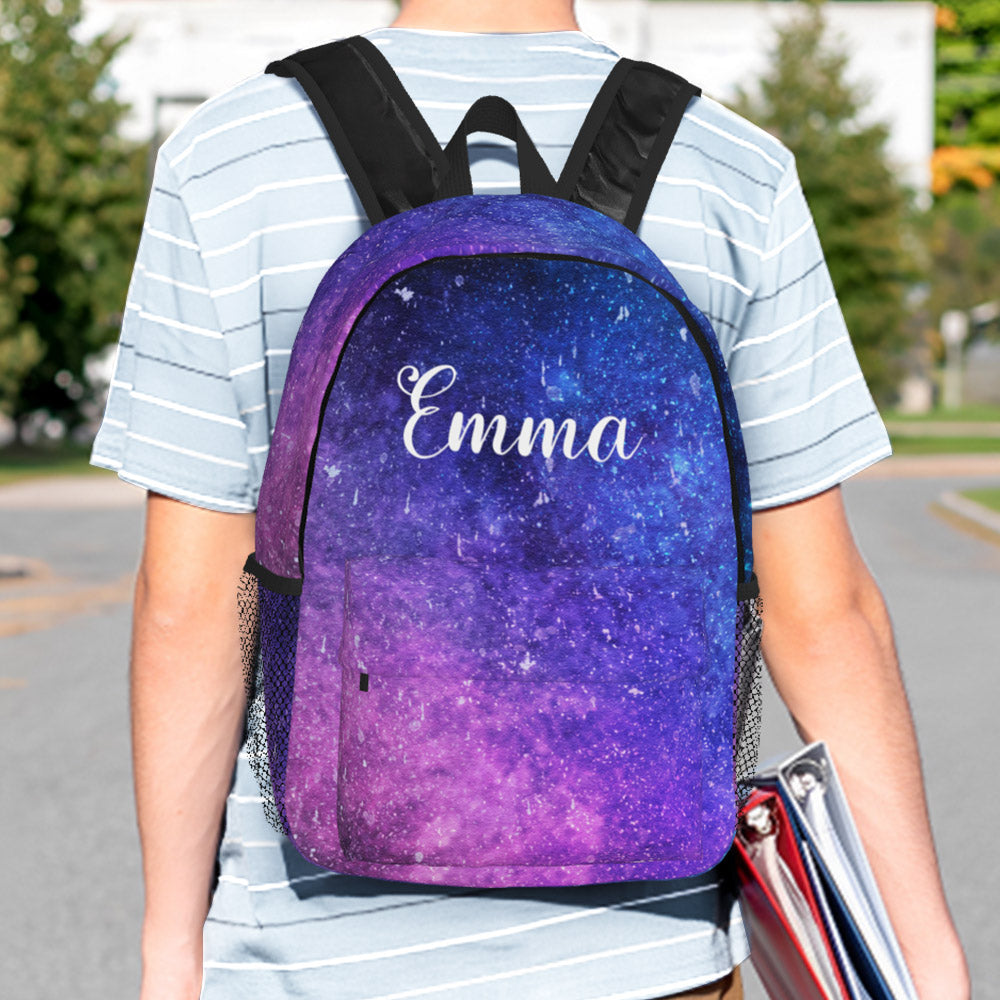 Custom Name Backpack Personalised Starry Sky School Bag - MyFaceTshirt