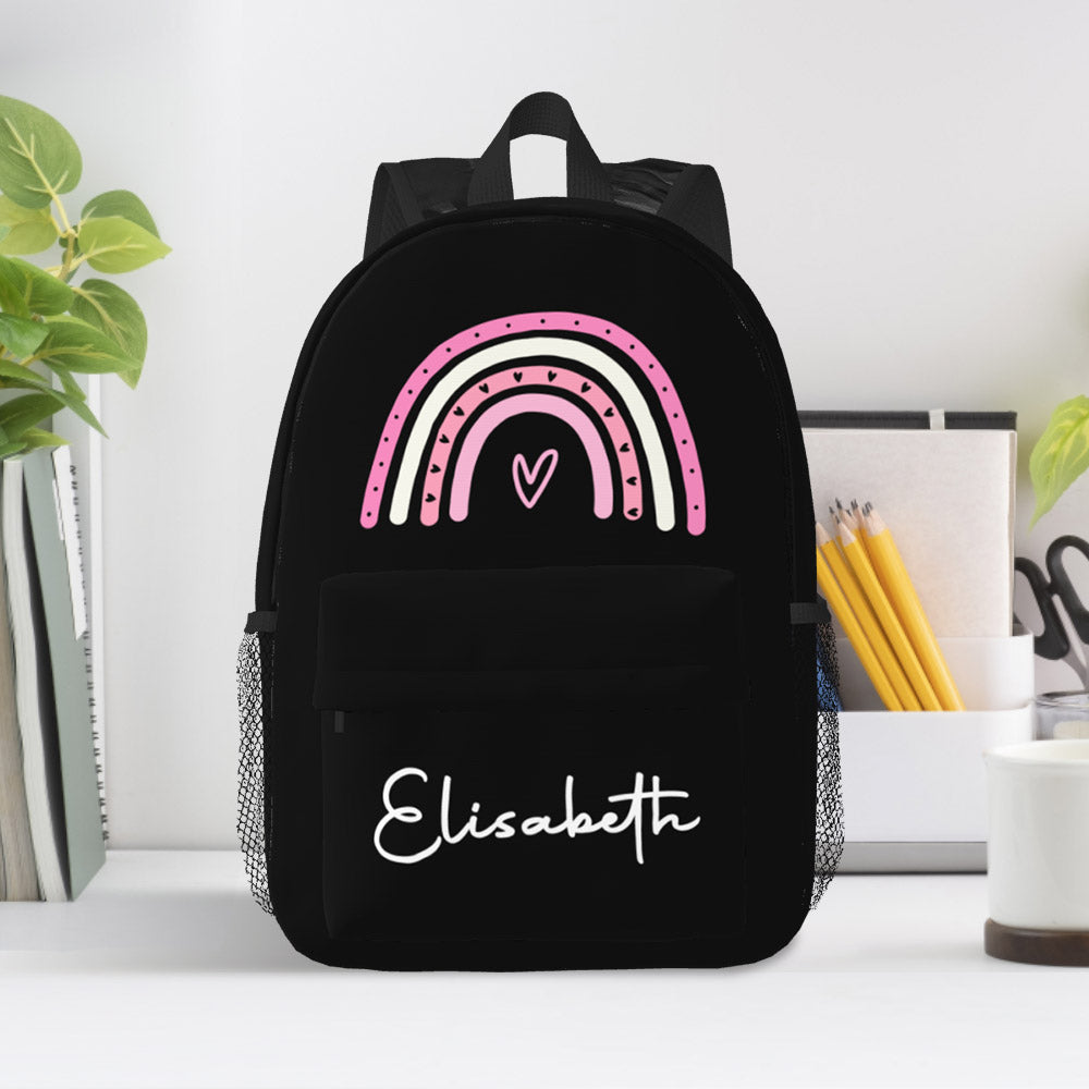 Custom Name Backpack Personalised Rainbow Design School Bag - MyFaceTshirt