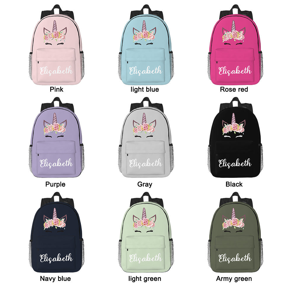 Custom Name Backpack Personalised Unicorn School Bag for Kids - MyFaceTshirt