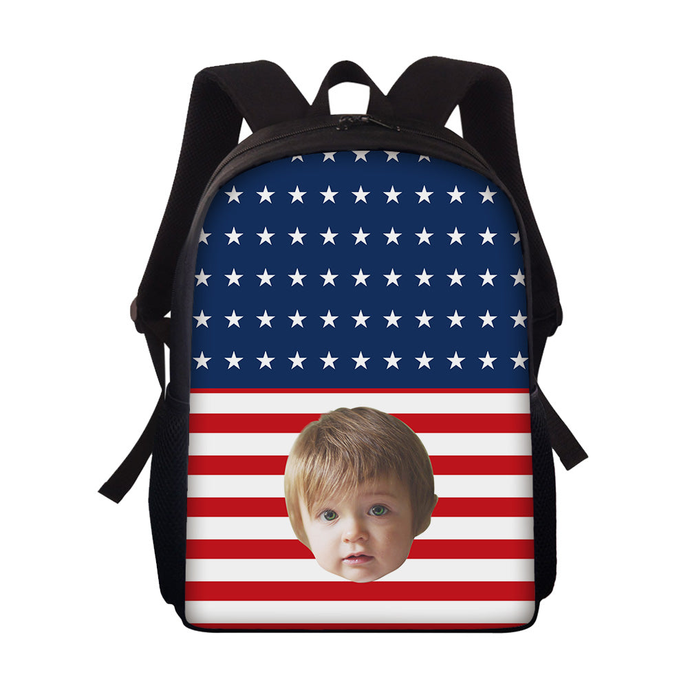 Custom Face Backpack Personalised Flag School Bag for Students - MyFaceTshirt